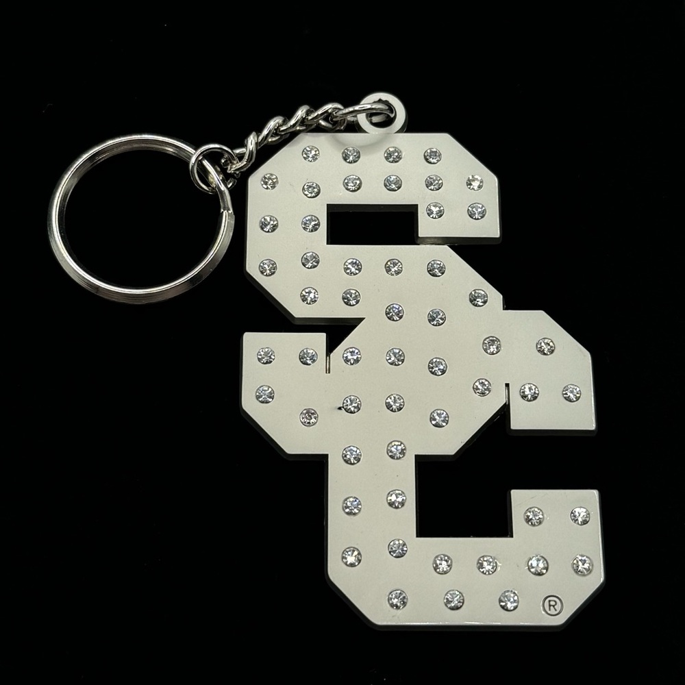 USC Trojans Interlocking SC Crystal Keychain